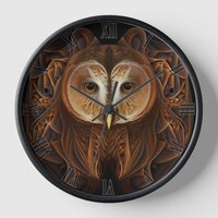 Fractal Owl #1 Clock