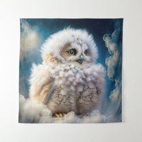 Fluffy Cloud Baby Owl Tapestry