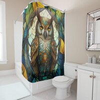Stained Glass Owl 1 Shower Curtain
