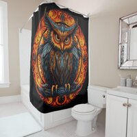Fiery Mandala Owl #3 Shower Curtain