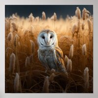 Barn Owl in field Poster