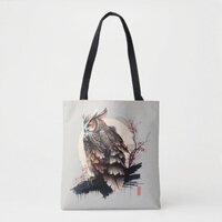 Japanese Samurai Owl Tote Bag