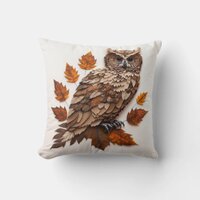 Leafy Owl Throw Pillow