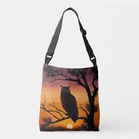 Owl Sunset Silhouette  Crossbody Bag
