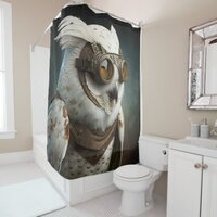 Steampunk Snowy Owl Shower Curtain