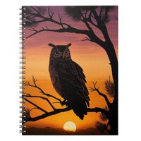 Owl Sunset Silhouette  Notebook