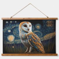 Starry Barn Owl Hanging Tapestry