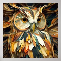 Paper Marbling Owl #1 Poster