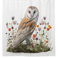 Floral Barn Owl Shower Curtain