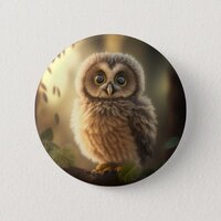 Adorable Baby Owl Button