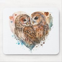 Barred Owls in love Mouse Pad