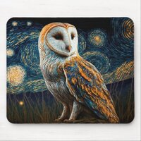 Starry Barn Owl Mouse Pad