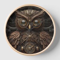 Ornate Clockwork Owl Clock