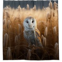 Barn Owl in field Shower Curtain