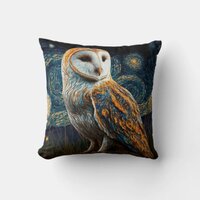 Starry Barn Owl Throw Pillow
