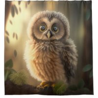 Adorable Baby Owl Shower Curtain