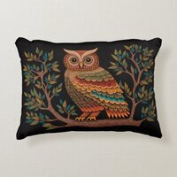 Gond style Owl Accent Pillow