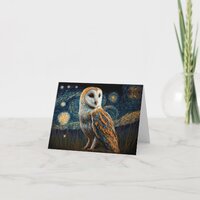 Starry Barn Owl Card