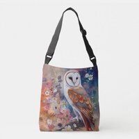 Colourful Barn Owl painting Crossbody Bag