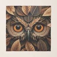Owl face in leaves #4 scarf