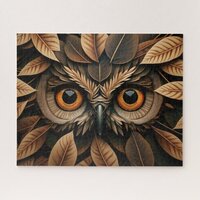 Owl face in leaves #4 jigsaw puzzle