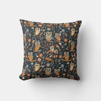 Leaves, Flowers & Owls #1 Throw Pillow