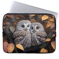 Cuddling Ural Owls Laptop Sleeve