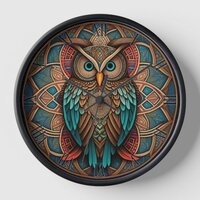 Mandala Owl #2 Clock
