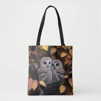 Cuddling Ural Owls Tote Bag