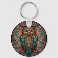Mandala Owl #2 Keychain